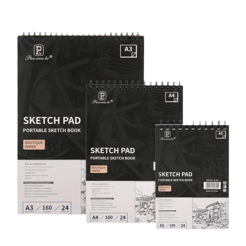 Professional Sketchbook A3/A4/A5 24 Sheets Drawing Pad 160gsm Acid-Free Paper Ideal for Dry Media Perfect for Beginners