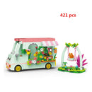 Mini Parts City Outing Bus Compatible Friends Camper Van Camping Car Princess Model Building Blocks Sets Bricks Toys For Girls