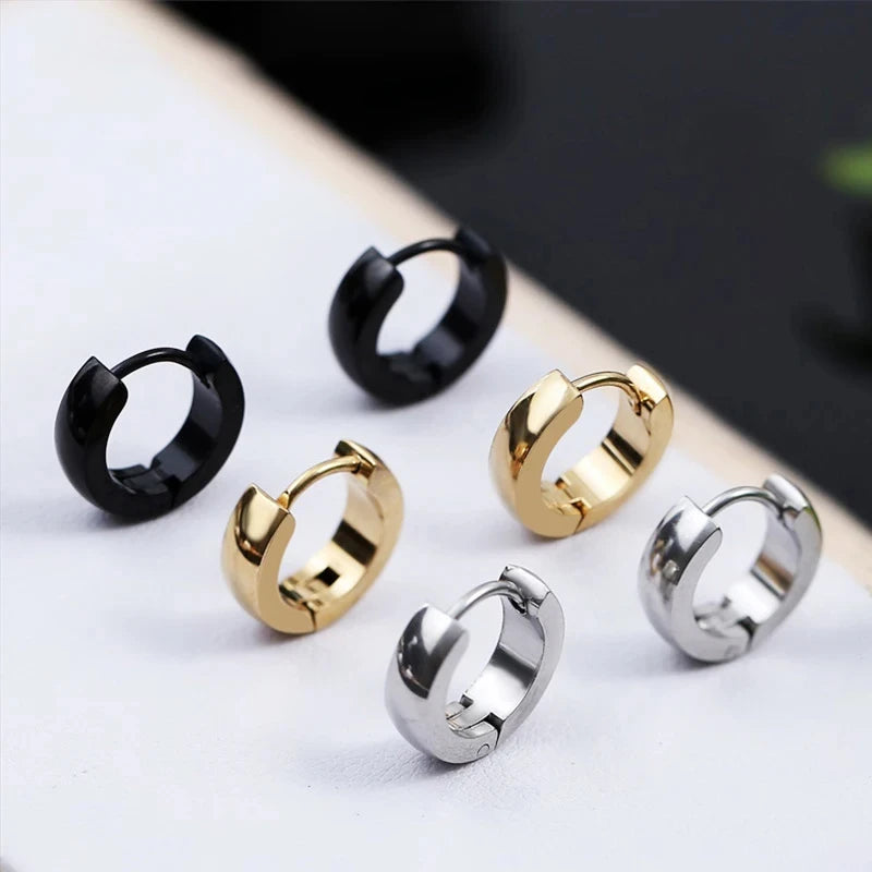1 Pairs Multi Types Unisex Black Gold Color Stainless Steel Earring For Women Men Punk Gothic Piercing Fake Earrings Jewelry