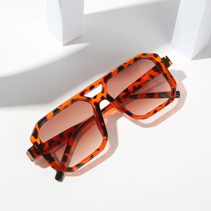 Retro Double Bridges Women Sunglasses Fashion Square Small Frame Simplicity Trend Gradient Sun Glasses Men Classic Black Eyewear
