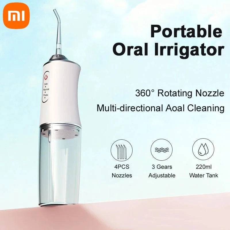 Xiaomi Portable Oral Irrigator Dental Water Flosser USB Rechargeable Water Jet Floss Tooth Pick 4 Jet Tip 3 Modes Teeth Cleaner