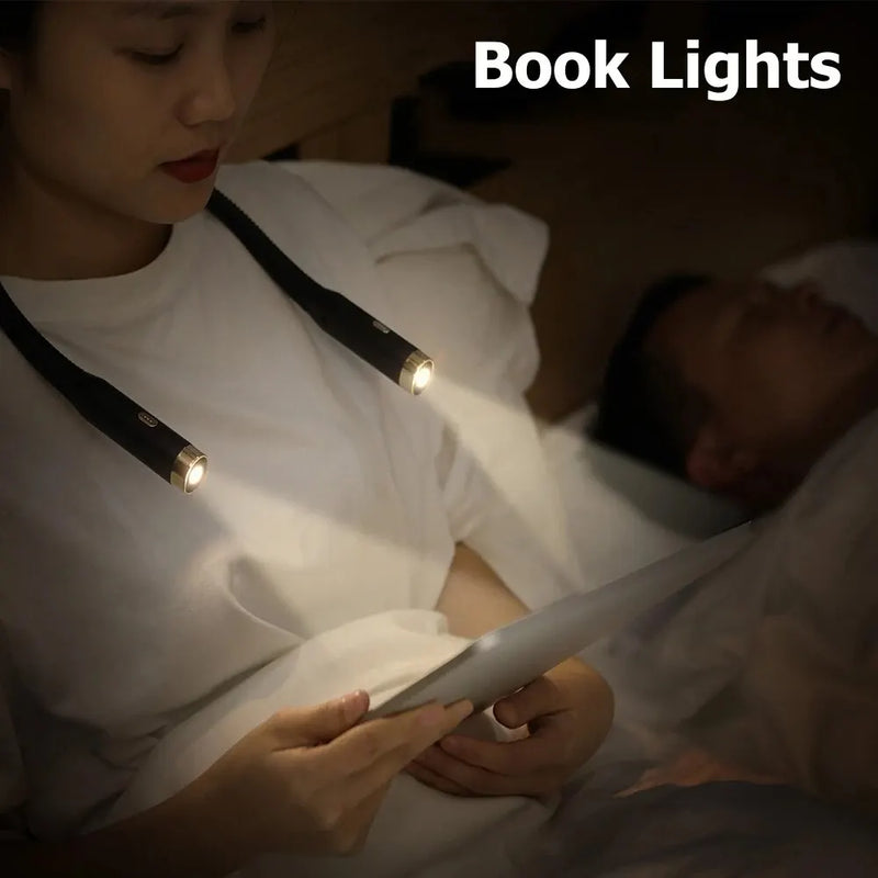 Neck Reading Light Book Lights Reading in Bed Bendable Long Lasting Portable USB Rechargeable Novelty Flexible LED Book Lighting