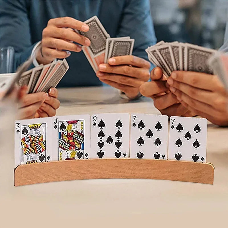 2/3/4Pcs Of Set Wooden Curved Playing Cards Holder Hands-Free Lazy Poker Base Stand Party Cards Games Accessories For Children