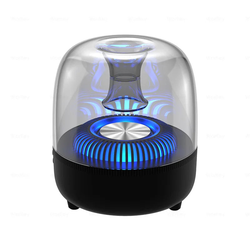 True Wireless Stereo Bluetooth Speaker with Transparent Design Breathing LED Light TWS Bluetooth 5.0, TF Card & FM Audio Speaker