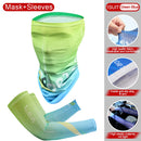 2Pcs Set Summer Ice Silk Cycling Arm Sleeves Breathable Bandana Mask Combination Suit Elastic Cold UV Sun Protection