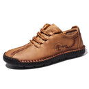 Men Leather Shoes Flat Lace Up Casual Shoes Business Social Loafers Moccasin Summer Walking Breathable Casuals for Men Plus Size