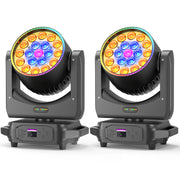 Yiflamefly 2Pcs 220W Zoom Wash Moving Head Light With Light Strip 19X8W LED RGBW Stage Light For Disco Bar KTV Wedding Party