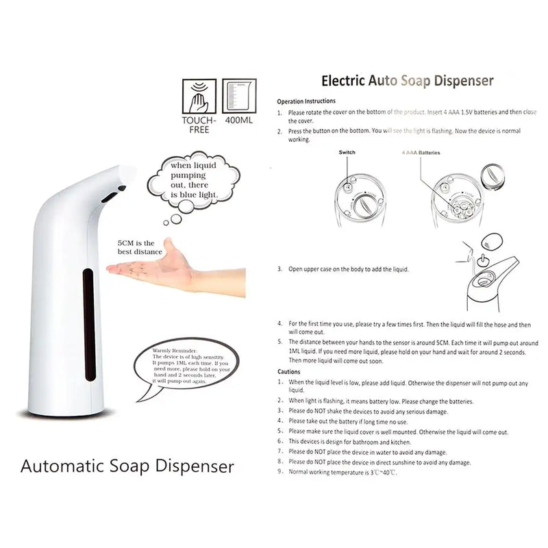 Soap Dispenser Battery Operated Sensor Liquid Dispensers Washroom Gold