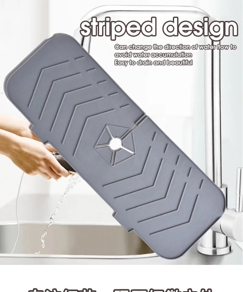 Kitchen Silicone Faucet Handle Drainage Mat Drip Catcher Tray Drying Pad Kitchen Sink Splash Guard Drain Mat Kitchen Accessories