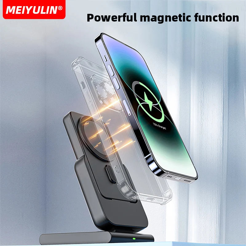 3in1 10000mAh Magnetic Wireless Power Bank Fast Charging Base Stand 5000mAh Portable External Battery for Apple iWatch iPhone 15