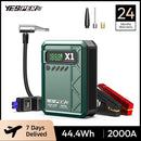 YESPER 2000A Jump Starter & Air Compressor – 150PSI Tyre Inflator, 12000mAh Power Bank, LED Screen, for 8L Gas 6L Diesel