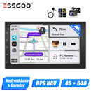 ESSGOO 7"/9"/10“ 2 DIN Android 14 4+64G Car Stereo Carplay Android Auto GPS SAT Navi Bluetooth FM RDS Radio WIFI Touchscreen