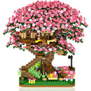 Miniatur-Sakura-Baum-Bausteine-Set, DIY-Kirschblüten-Bausteine mit Licht, Baumhausmodell-Ornament, romantisches Geschenk für Freundin