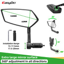 EasyDo Bicycle Rear View Mirror Handlebar End Mountain Bike Durable Wide Range Back Sight Reflector Adjustable HD Convex Glass