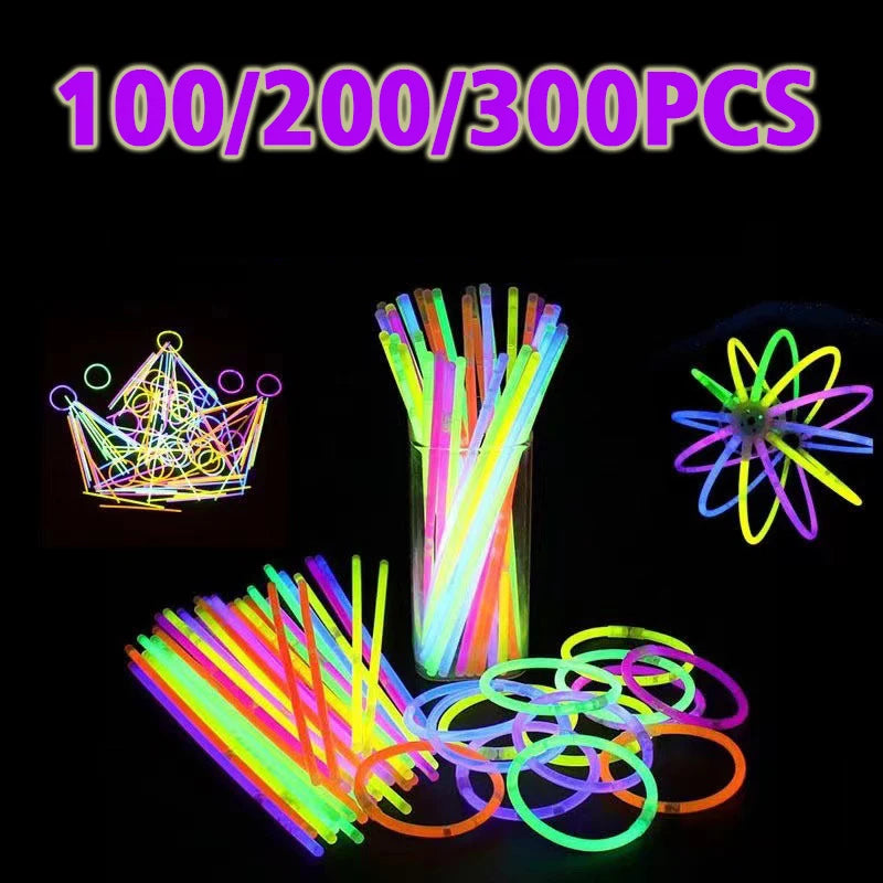 100/200/300pcs Party Glow Props Fluorescent Rod Concert Luminous Bracelet Bar Active Atmosphere Props Continuous Luminescence