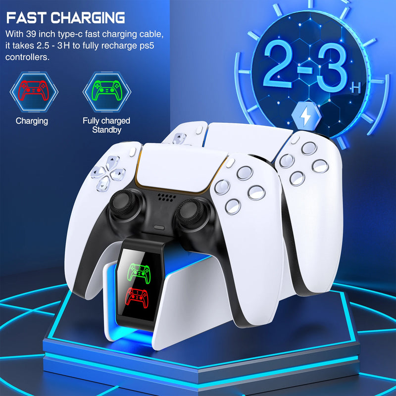 BEBONCOOL FC300 PS5 Controller Charger Docking Station Dual Charging Dock Charging Stand For PlayStation 5 Wireless Game Gamepad