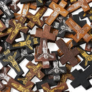 100-200Pcs Wooden Cross Pendants Printed Wood Charms For Easter Jewelry Bracelet Necklace Making Findings Mxied Color