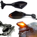 1 Pair Motorcycle LED Turn Signal Mirrors For HONDA CBR600RR 1000RR 500R SUZUKI SXR1000 Hayabusa SV650S GSXR600 GSXR750