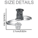 1Pc Cute Black Pug Dog Paw Open Ring Exquisite Women's Dog Jewelry Fashion Daily Accessories Perfect Gift for Dog Lovers