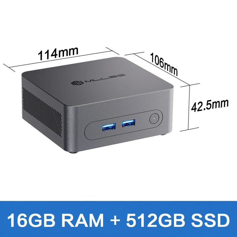 MLLSE G3 Mini PC Intel N100 CPU DDR4 16GB RAM 512GB SSD WiFi5 BT4.2 Windows 11 Mini Desktop Computer