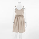 Cotton Linen Suspender Dress Spring and Summer Women's Beach Style Fake Casual Loose Soft Ruffled Edge A-line Suspender Dress