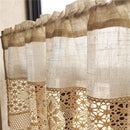 Retro Tassels Short Curtains For Kitchen Beige Cotton Linen Lace Half Tulle Curtain Wine Cabinet Door Christmas Decor Curtain