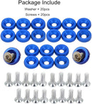 20PCS Aluminum Fender Bumper Washers M6x20mm CNC Billet Bolt Engine Dress Up Kits (Blue) Car Accessiores