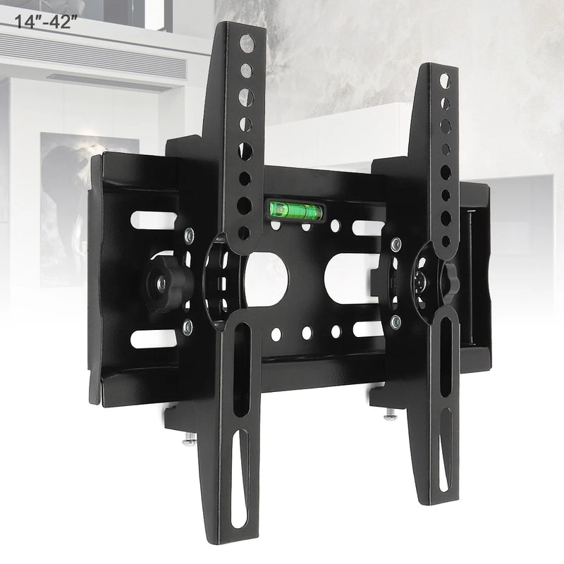 25KG Adjustable TV Wall Mount Brackets Flat Panel TV Frame Support 15 Degrees Tilt with Level for 14 - 42 Inch LCD LED Monitor