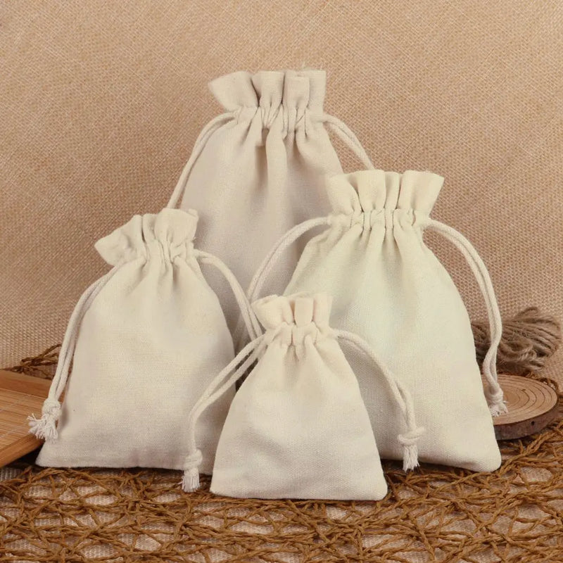 10pcs/lot Cotton Linen Gift Bag Drawstring Pouch Decoration Pocket For Jewelry Packaging Christmas Wedding Gift Bag