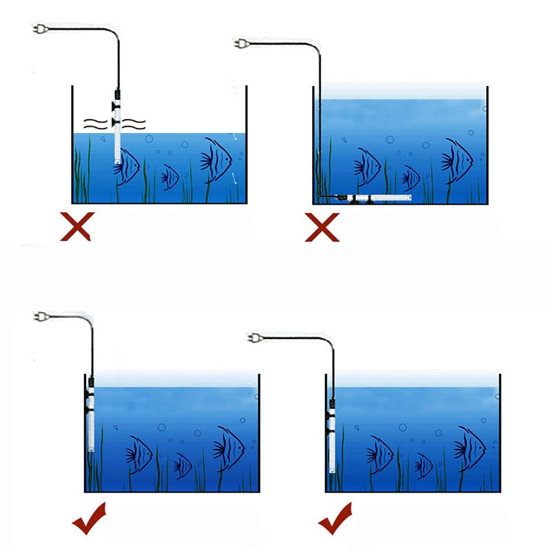 110v-220v EU US Adjustable Temperature Thermostat Heater Rod Submersible Aquarium Fish Tank Water Heat 25W/50W/100W/200W/300W