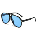 JNPCXI Oversized Double Bridges Pilot Men Sunglasses Blue Lens Vintage Rivets Women Trending Punk Sun Glasses Shades