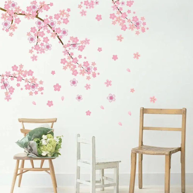 Cherry Blossom Flower Wall Stickers Warm Bedroom Decor Flower Tree Branch Art Decals Wall Decor Mural DIY Sofa Background