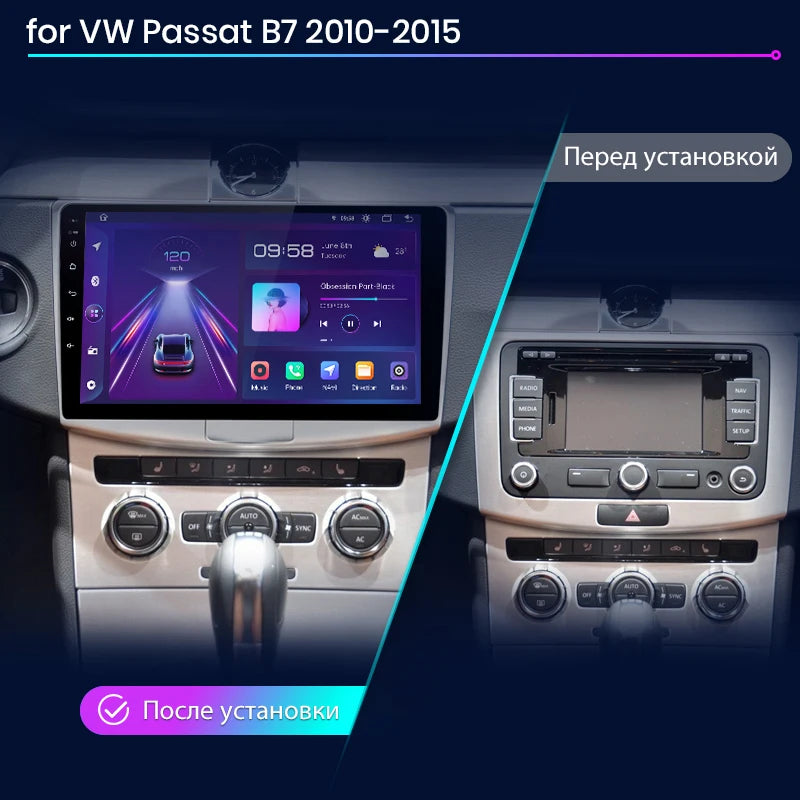 Junsun V1 AI Voice Wireless CarPlay Android Auto Radio for VW Passat B6 B7 CC 2010 - 2015 4G Car Multimedia GPS 2din autoradio