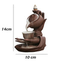 F Ceramic Waterfall Incense Burner Buddha Hand Censer Holder Indoor Smoke Backflow Incense Fountain Buddhist Altar Table Decor