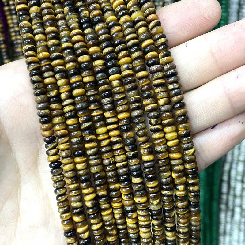 Natural Agates Tiger Eye Chalcedony Jades Stone Round Rondelle Spacer Beads For Jewelry Making Diy Bracelet Accessories 2X4mm
