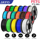 JAYO petg 3d printer filaments PETG 5Rolls 1.75mm Mixed Color Bubble Free FDM 3D Printer Material for 3d pen refill 1.1kg/1rolls