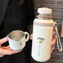 JUSTINLAU 600/800ML Thermos Cup Kitchen Vacuum Flasks with Tea Strainer Stainless Steel Portable Travel Thermal Water Bottles