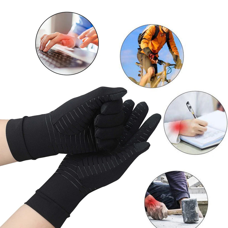 1Pair Copper Arthritis Gloves with Touchscreen Tips, Relief for Hand Pain, Carpal Tunnel, Inflammation,Tendonitis,Joint Swelling