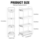 3/4 Tier Storage Trolley with Wheels, Rolling Cart with Hooks, Easy Assembly, for Bathroom, Kitchen, Office, Black/White