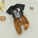 Cute Toddler Boys Outfit Long Sleeve Round Neck Bunny Print Top Cozy Elastic Waist Joggers for Easter Celebrations