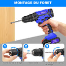 26 in 1 Cordless Drill Driver Set, 25+1 Torque Electric Screwdriver Kit for DIY Drilling Walls & LED Light