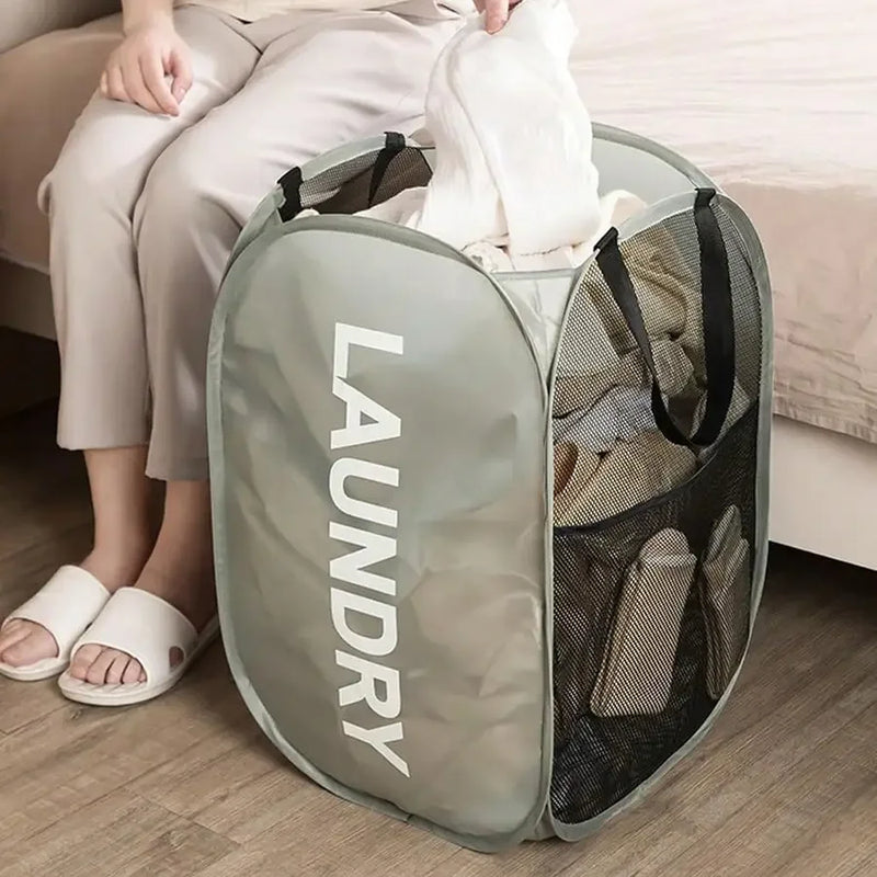 Breathable Collapsible Mesh Pop Up Laundry Baskets Laundry Room Necessary Space-Saving Storage Organization Hamper Product Items