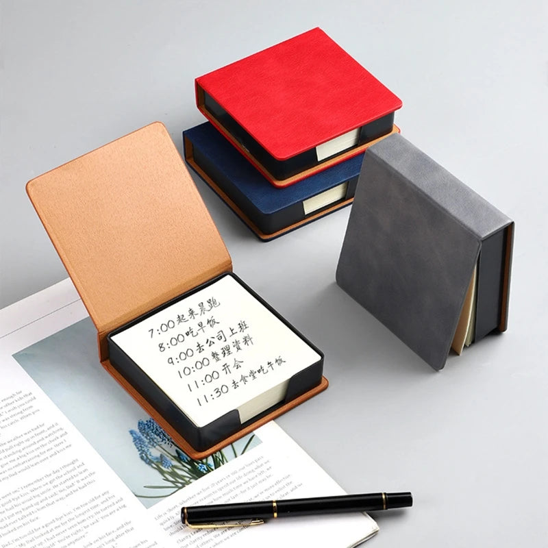 Leather Memo Pad Holder Office School Supplies Note Card Dispenser Sticky Note Storage Box Desk Accessories