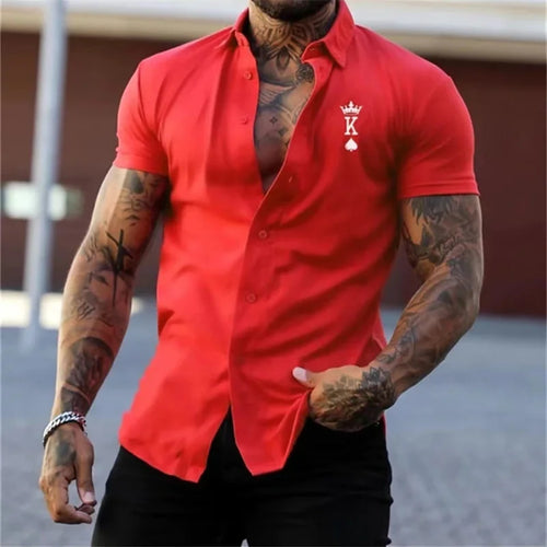 Men's shirt printed lapel summer short-sleeved Hawaiian simple new style daily vacation breathable casual and comfortable