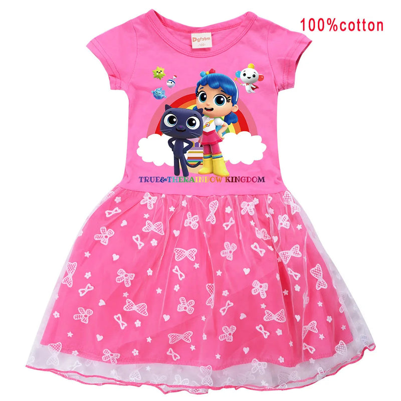 Cartoon True and The Rainbow Kingdom Costume Baby Girls Cute Summer Dress Kids Wedding Party Dress-up Children Princess Vestidos