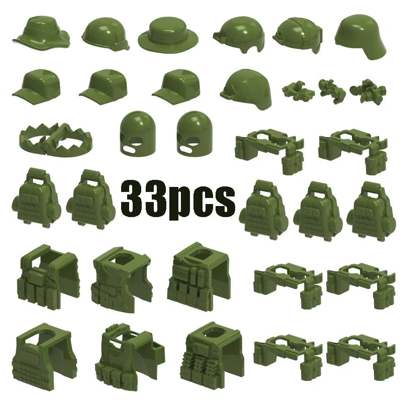 WW2 Military Building Blocks Mini Bricks Solider Figures Gifts Weapon Equipment Accessories USA Greman Vests Armor Toys For Kids