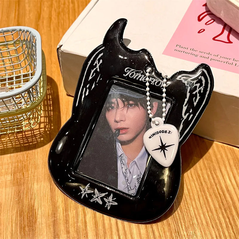 INS Creative Guitar Photocard Holder Korea Trendy Idol Photo Card Holder Keychain Bag Pendant Decoration Photo Protective Cover