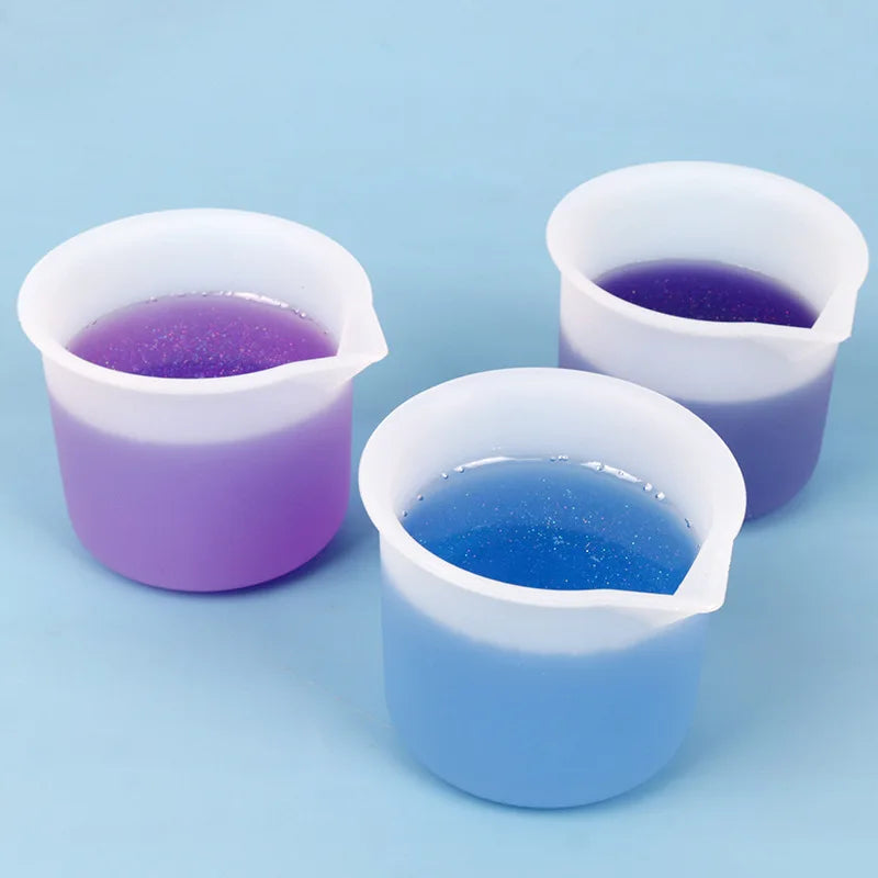 3PCS Epoxy Split Cup 50ml Measuring Cup with Scale Silicone Measuring Cup Silicone Mixing Tools for Casting Resin Mold Art Kit