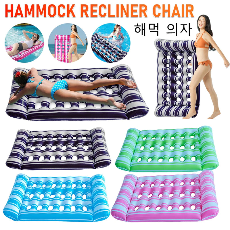 Inflatable Water Sleeping Bed PVC Floating Lounger Air Mattress Foldable Swimming Pool Air Mattress for Swimming Pool Party