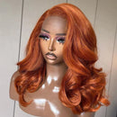 Ginger Bob Lace Front Wigs Human Hair for Women 13x4 HD Lace Frontal Body Wave Bob Orange Ginger Wig 180% Brazilian Remy Hair